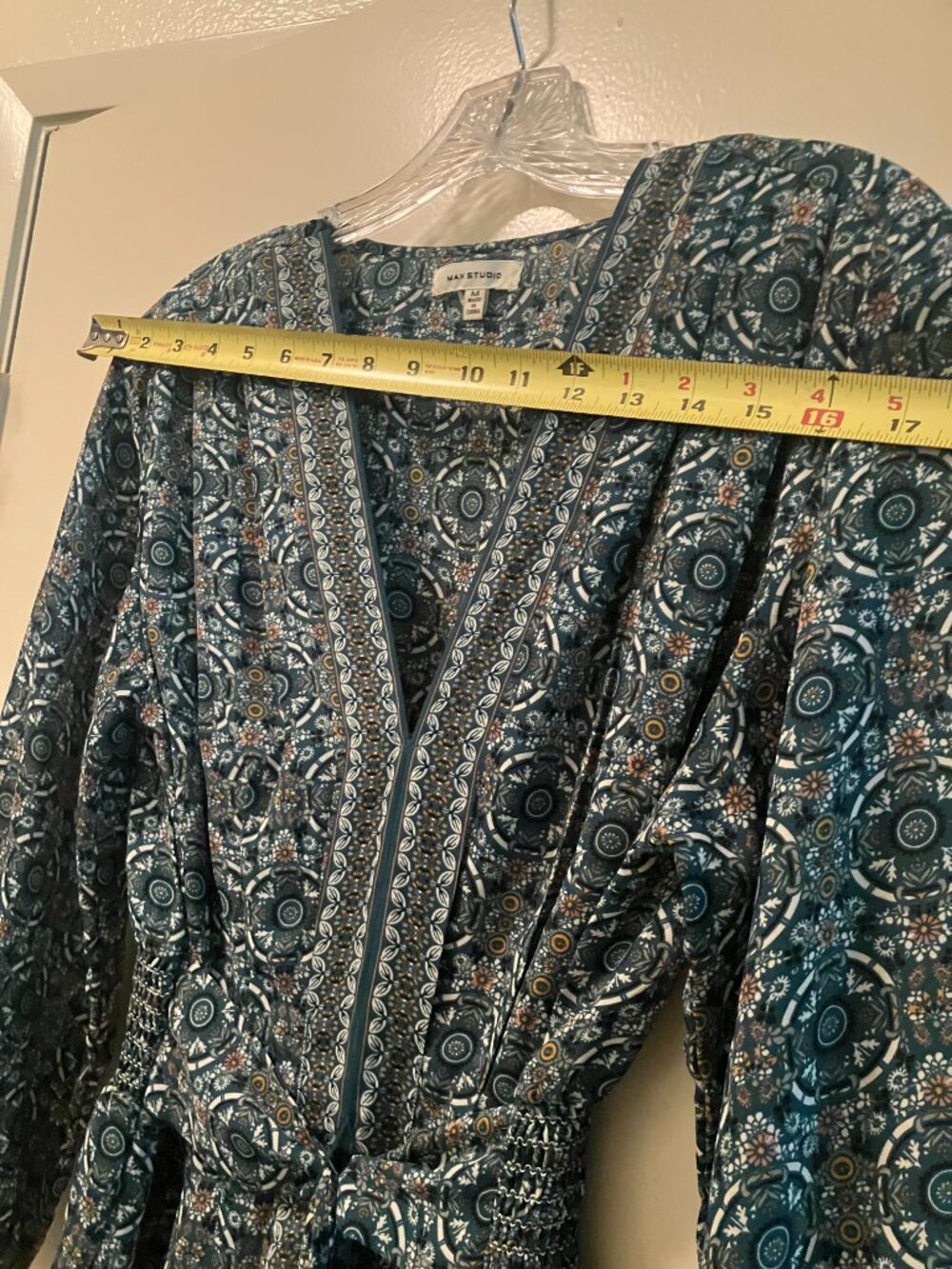 Max Studio Patterned Blouse with Ties Size M - Picture 7 of 10